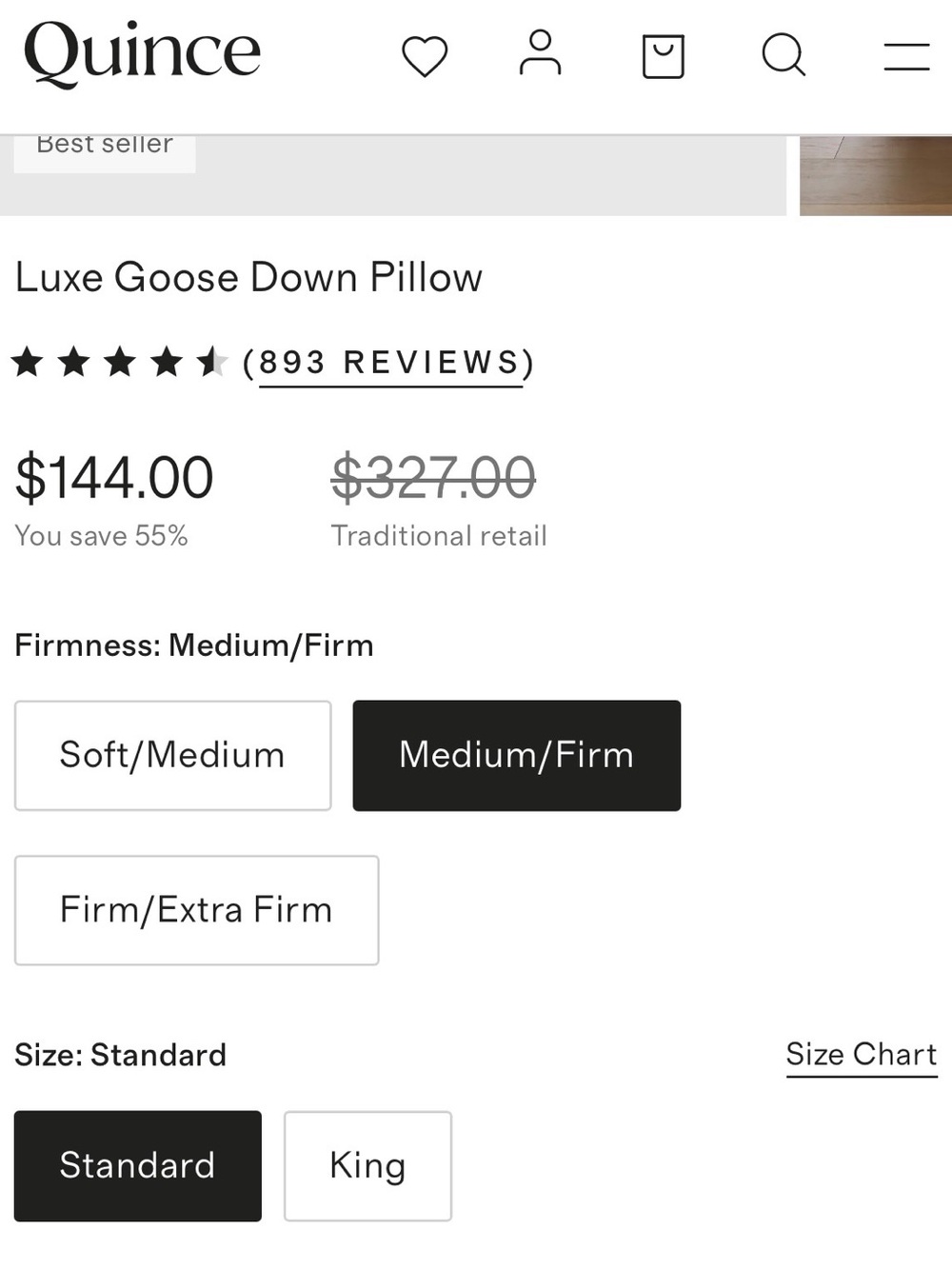 Quince luxe goose down pillow - Picture 2 of 7